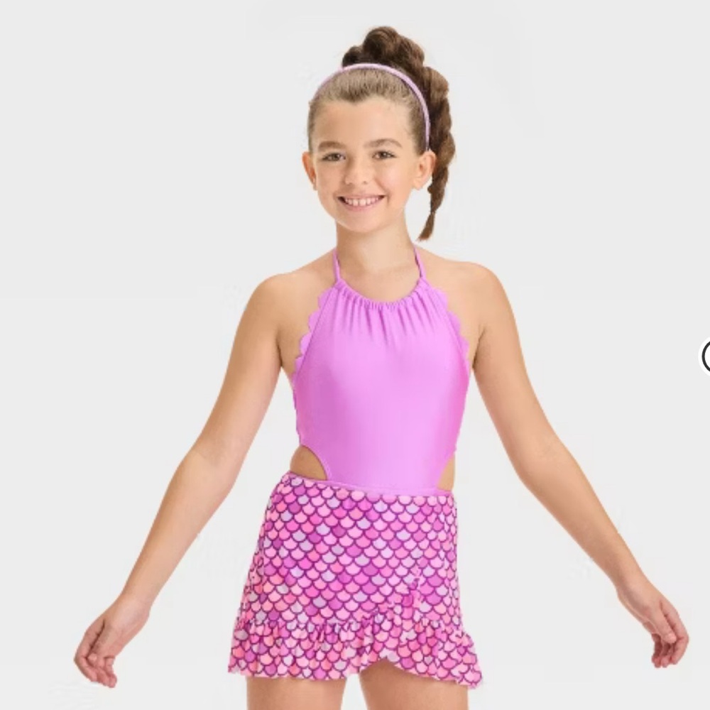 Pink Mermaid Scale Swimsuit for Girls